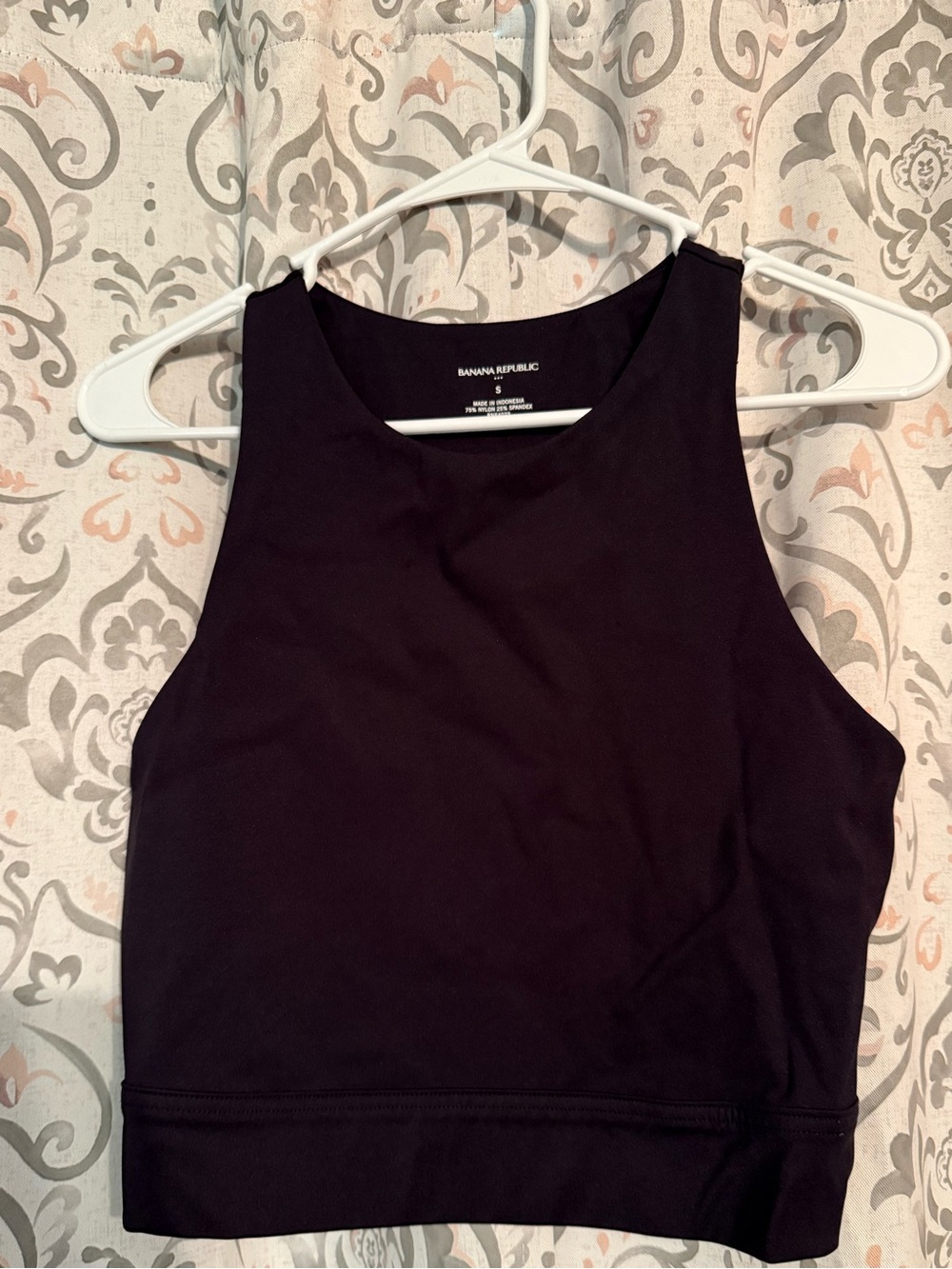 Banana Republic Black High Neck Cropped Athletic Tank Top Activewear